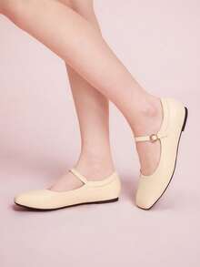 CUCCOO DOLLMOD Women's Cute Flat Dance Shoes - Beige - View 5