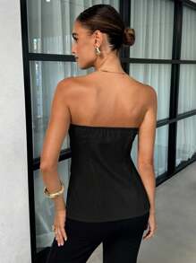 Lavishia Women's Fashionable Elegant Fitted Floral Button Camisole Top - Black - View 6