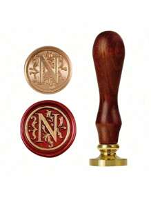 1 Pc Letter A-Z Wax Seal Stamp With Wooden Handle, Student Personalized Hand Account Wax Seal Paint Copper Head, Seal Wax Stamp Letter Paper Envelope Gift Invitation Card Sticker Hand Account Seal