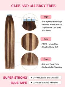 S4/27/T4 Balayge Tape In Hair Extensions 100% Remy Human Hair 12-24inches Straight Seamless Skin Weft Tape Hair Extensions 50g/Pack Tape In Hair Tape Ins Hair Extensions - S4/27 - View 6