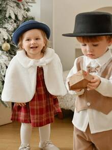Souflis Souflis 秋冬宝宝男童绅士装套装，白衬衫卡其色背心二合一+裤子，法式复古风，适合婚礼、演出、正式场合，温暖又时尚百搭 - 卡其色 - 查看 5