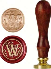 1 Pc Letter A-Z Wax Seal Stamp With Wooden Handle, Student Personalized Hand Account Wax Seal Paint Copper Head, Seal Wax Stamp Letter Paper Envelope Gift Invitation Card Sticker Hand Account Seal