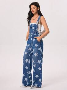 Rivivi 休闲有趣的百搭星星印花牛仔背带裤和连体裤