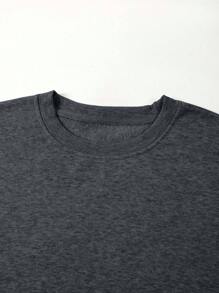 EURMUSE Cotton Men Solid Thermal Lined Sweatshirt - Dark Grey - View 4