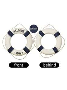 1件地中海风格装饰工艺品，泡沫材质，可壁挂，可作救生圈（红色、蓝色、多种尺寸可选），生日毕业最佳礼物。 - 白藍 - 查看 7