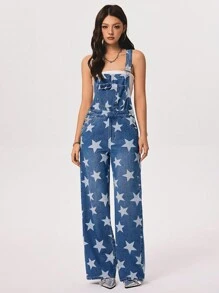 Rivivi 休闲有趣的百搭星星印花牛仔背带裤和连体裤