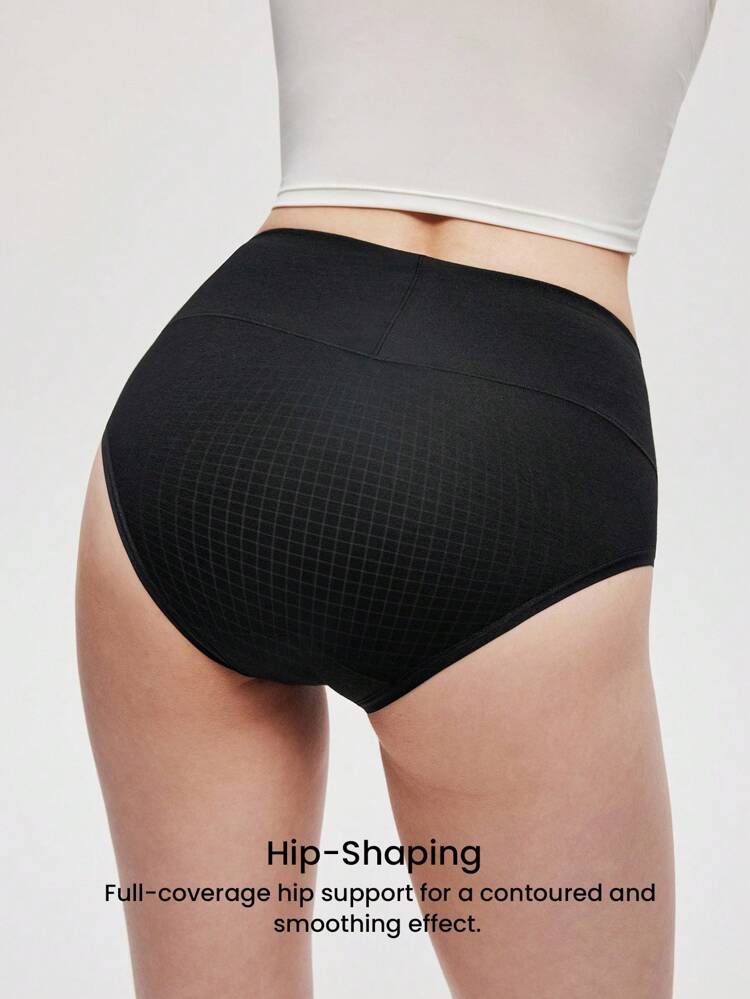 3er-Pack Baumwolle Hoher Bund Höschen Damen Unterwäsche Set - Schwarz