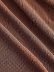 SHEIN MOD 不对称肩部喇叭袖棕色蝴蝶结金属扣连衣裙 - 棕色 - 查看 4