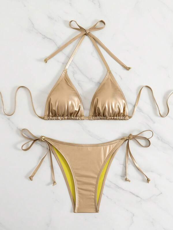 Swim Vcay Solid Color Bikini Swimsuit For Summer Beach Vacation