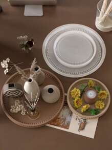 圆形泡泡珠托盘收纳盒，环氧树脂模具，DIY香味石膏板，硅胶模具，返校 - 白色 - 查看 1