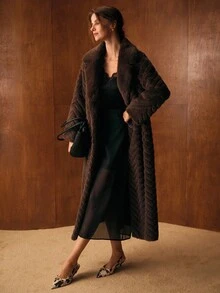 MOTF PREMIUM SLANT POCKET BELTED FAUX FUR COAT - Coffee Brown - View 4