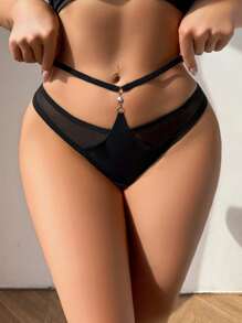 SHEIN Pantys cómodos y encantadores de mujer con decoración de rhinestones