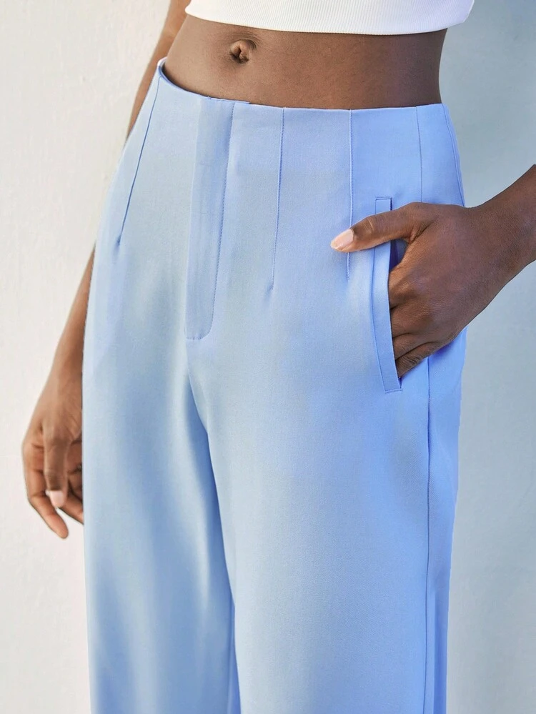 SHEIN Maija 2025 Modern City Pocket Design Blue Women's Cropped Skinny Pants, Suitable For Early Autumn Activities, Fall Women Clothes, Winters For Women, Halloween, Christmas, Dirndl, Going Out Tops Women, Night Out, Wedding Guest Dress Elegant, Business Casual Woman, Business Casuals Women, Old Money Style Women, Light Women Baby High Waist Pants Light Blue Women