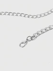 ROMWE 1 Dây chuyền thắt lưng 4 lớp họa tiết hoa dây leo bạc dành cho nữ, Phụ kiện thời trang đa năng phong cách Gothic - Bạc - Xem 3