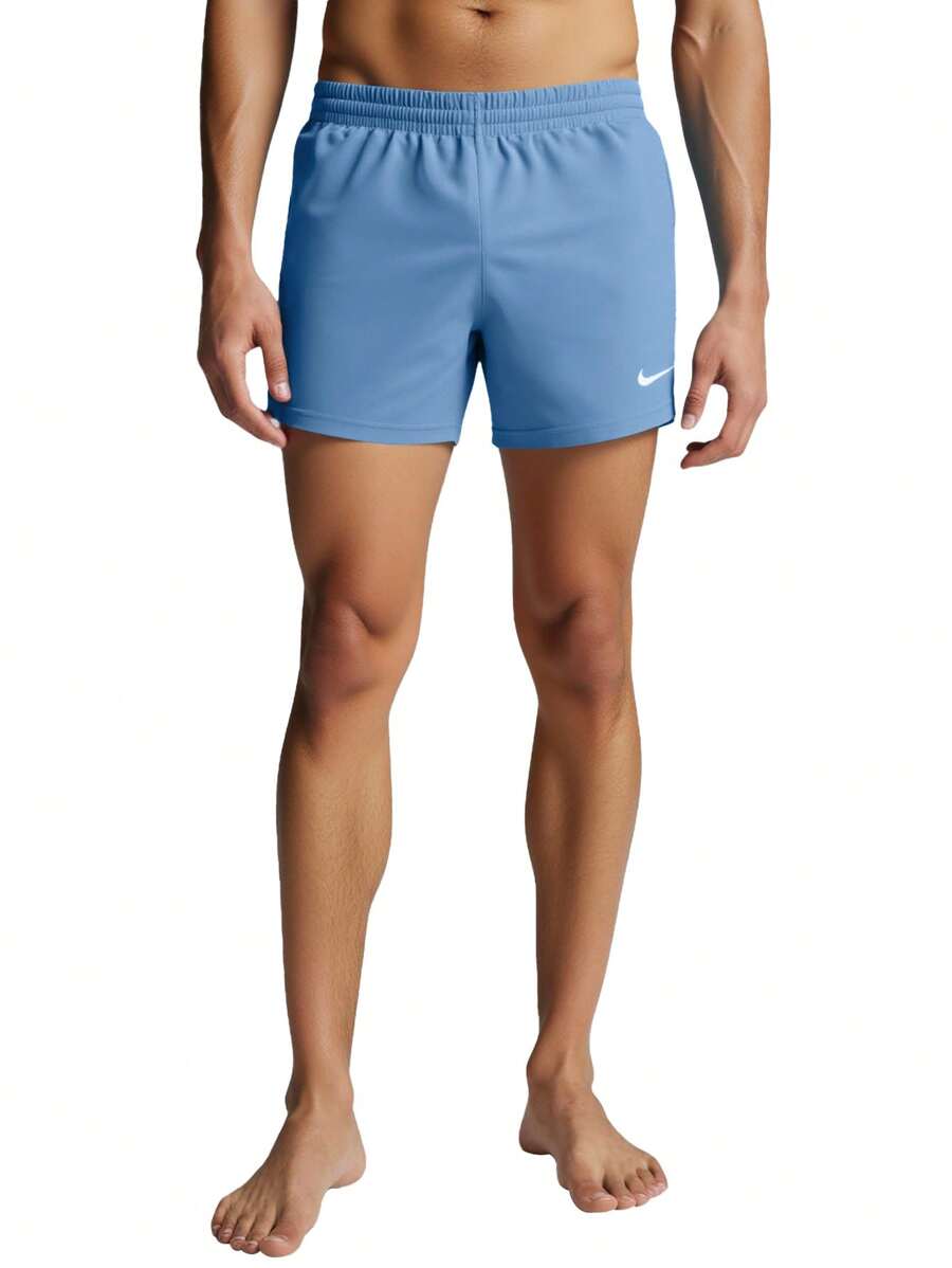 Nike Casual Sports Outdoor Loose Summer Drawstring Men's Swim Trunks Shorts - Light Blue - View 1