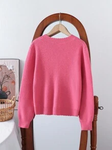 Tween Girls Cardigans Regular Style Girls Bowknot Cardigan, Suitable For Outdoor Wear In Autumn/Winter, Suitable For Home Scenes, Suitable For Children To Play And Wear Back To School, Pink Fall - Hot Pink - View 12