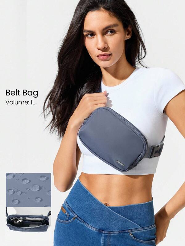 GLOWMODE 1L Zipper Everywhere Belt Bag Water Repellent Waist Crossbody Bags With Adjustable Strap