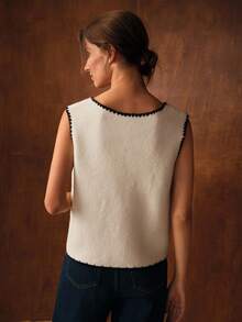 MOTF PREMIUM 刺绣套头无袖针织上衣 - 杏色 - 查看 3