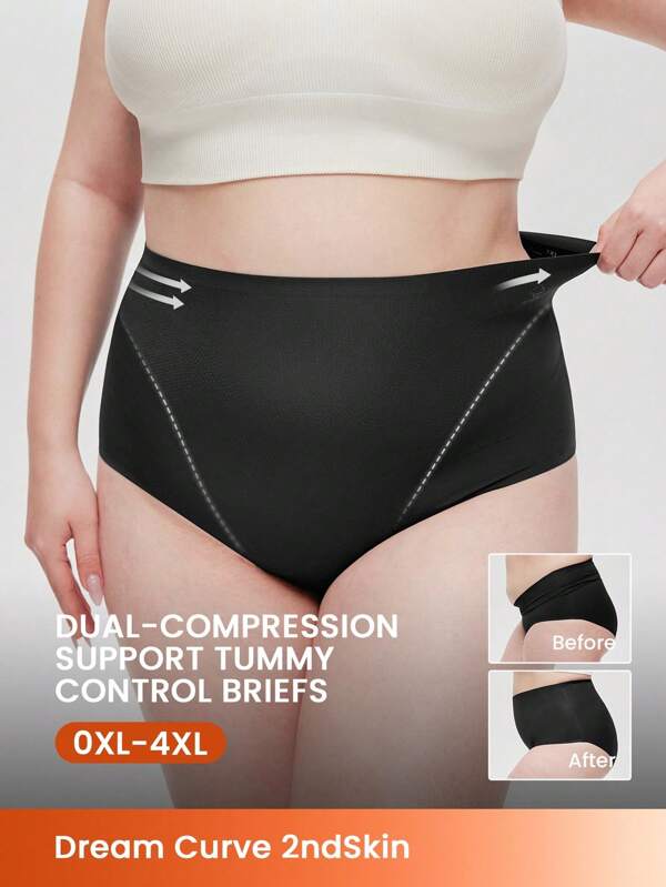 LUVLETTE One-Piece Plus Size High-Rise Seamless Fit Body Shaping Black Basic Briefs Shapewear