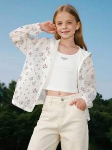 Girls' Sweet & Spicy Fitted Fuzzy Cuff Hooded Knit Sweater, Versatile For Spring & Autumn Fall Winter - White - View 6