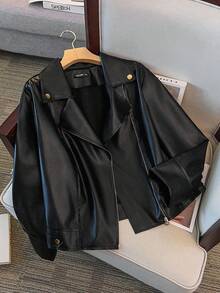 GlowEve CURVE 大码女式长袖短款夹克，新款时尚百搭休闲短款摩托车夹克，适合日常穿着，修身