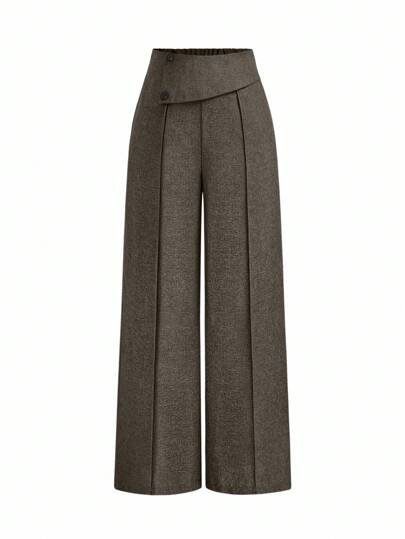 SHEIN Tall 大码女式优雅百搭纽扣装饰简约办公/通勤西装裤