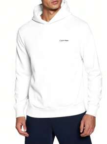 Calvin Klein Men's Casual Loose Fit Hooded Sweatshirt - White - View 1