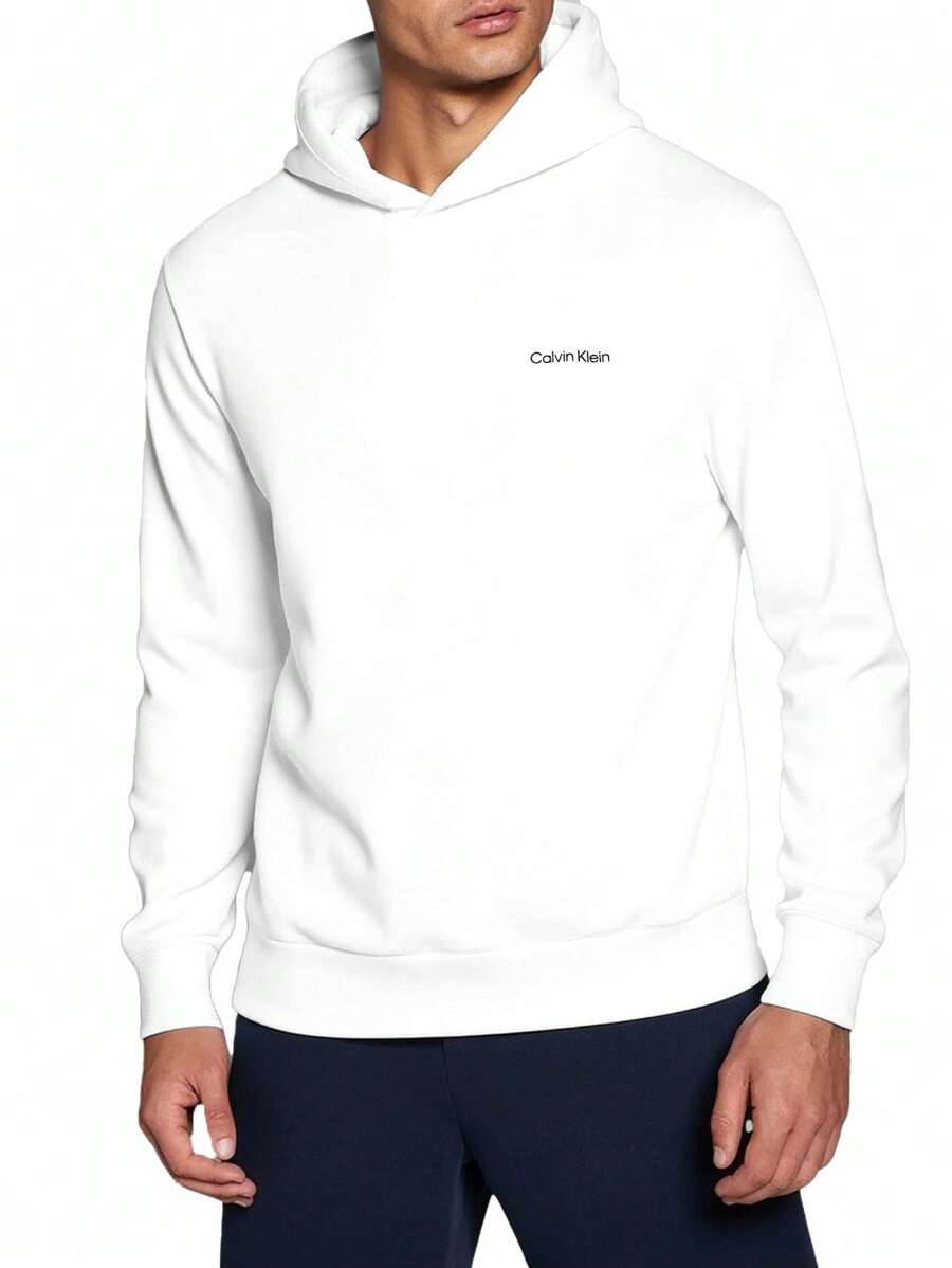 Calvin Klein Men's Casual Loose Fit Hooded Sweatshirt - White - View 1