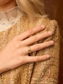 MOTF PREMIUM 18K镀金花形开口戒指