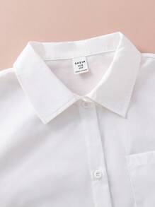 SHEIN 2pcs Tween Girl Clothes.Tween Girl Girl Outfit,School Clothes,White Top And Black Legging,Girls Shirts - Multicolor - View 6