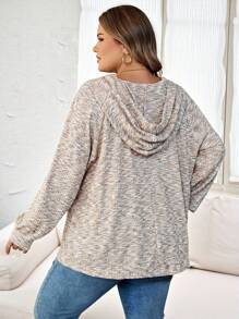 SHEIN CURVE+ Curve Plus Size/Autumn/Autumn Women's Wear/Winter Women's Wear/Winter Wear Curve Plus Size Women's Button Half Grid Hooded Waffle Knitted Sports Shirt, Autumn Casual Top Plus Size 8XL Women's 6XL Plus Women's Wear Curve Plus Top Women, Winter, Curve Plus Fall/Autumn /Winter