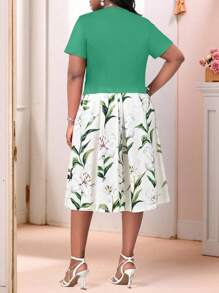 SHEIN Lady 春夏秋冬休闲波西米亚风婚礼绿色加大码套装 - 彩色 - 查看 2