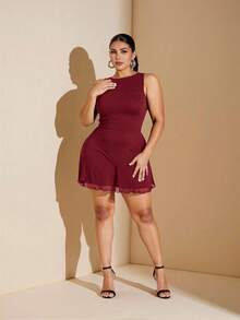 SHEIN BAE Plus Size Women's Sleeveless Mesh Dress, Spring/Summer