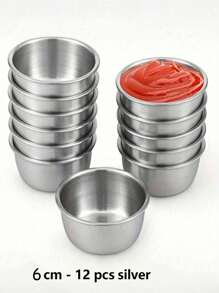 1/12 件不锈钢酱料蘸酱碗，45 毫升迷你调味杯，可重复使用的调味盘，适合家庭和餐厅使用，圣诞礼物