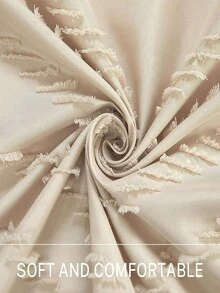 SHEIN 1 件波西米亚纯色编织面料浴帘，包含 12 个挂钩，可机洗针织窗帘，流苏 72 英寸 X 72 英寸现代农舍极简主义，毛绒复古纹理，浴室防水浴帘，酒店装饰家居浴室装饰夏季浴室配件 - 彩色 - 查看 4