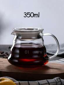 1pc Coffee Server For Pour Over Coffee Maker, Glass Coffee Carafe, Cloud Shape Clear Coffee Pot With Lid School Supplies - White - View 15