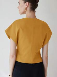 Aveloria Modichic Embroidered Design, 3D Effect Vest Jacket - Yellow - View 2