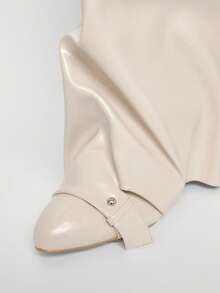 Solezae Women's Fashionable Sexy Point Toe Folded Hidden Wedge Boots - Beige - View 6