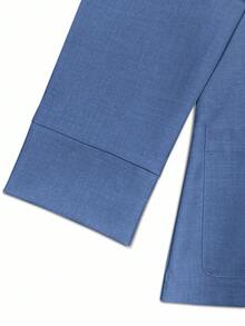 Franclia Áo khoác blazer trơn màu đơn giản, tay dài, cổ ve ve dành cho nữ - Màu xanh bụi bặm - Xem 3