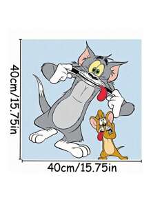 TOM & JERRY X SHEIN Bộ vỏ gối có thể tháo rời dùng làm vỏ gối ngủ/tựa lưng/trang trí, phụ kiện giường ngủ trong phòng ký túc xá (chỉ có vỏ vuông, không có ruột) - Màu xanh nhạt - Xem 14