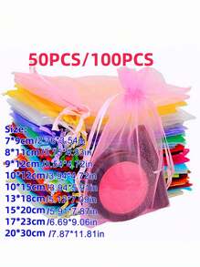 10/50/100PCS, Organza Gift Packaging Bags, Gold Organza Candy Bags, Christmas Colorful Multi-Color Gift Packaging Bags Table Supplies, Lavender Spice Packaging Bags, Christmas Home Supplies, Festival Wedding Party Favor Packaging Supplies - Multicolor - View 44