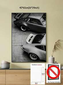 复古跑车帆布墙饰，适合家居装饰，黑白简约跑车海报帆布印刷，汽车爱好者礼物，经典车辆墙饰，适合客厅、卧室、厨房、办公室、咖啡厅装饰，完美的礼物和装饰，无框架 - 彩色 - 查看 9