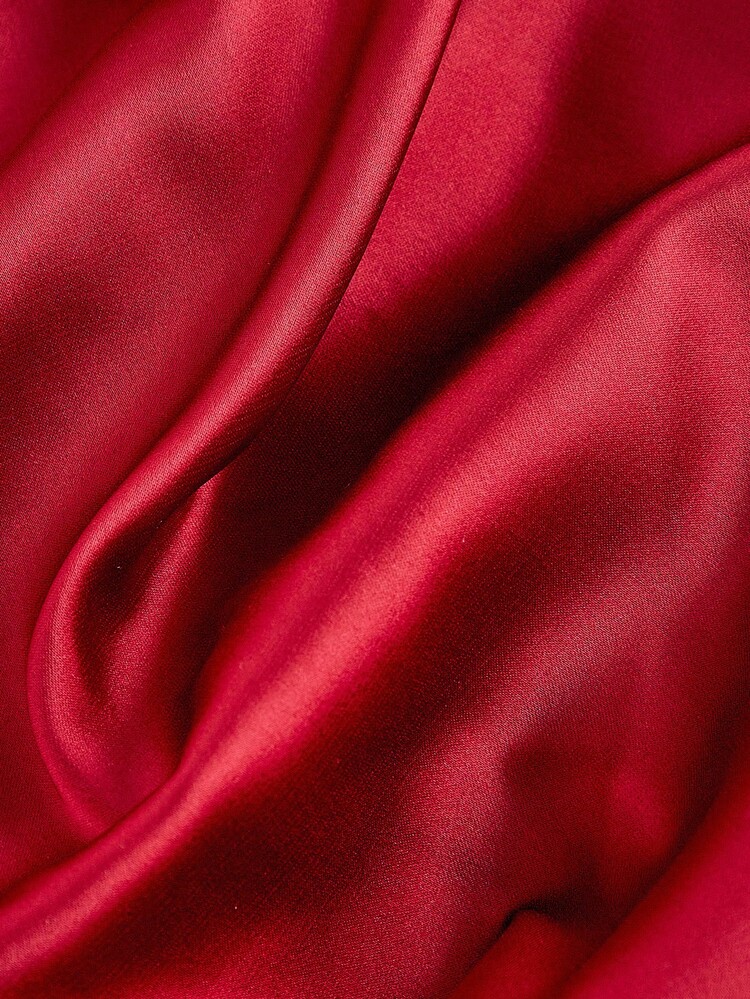 SHEIN X Belle Mariano SHEIN MOD 优雅亮片拼布露肩连衣裙 - 紅色 - 查看 4