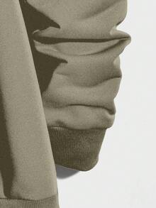EURMUSE 100%Cotton Men Letter Patched Sweatshirt - Beige - View 3
