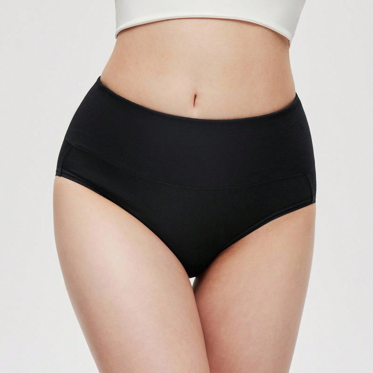 Paquete de 3 bragas de algodón de talle alto para mujer - Negro