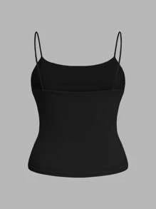SHEIN EZwear 3pcs Black Plus Size Women's Ruched Side Sleeveless Camisole Tops, Suitable For Summer - Black - View 4