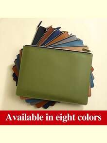 Leather Business A4 File Folder Zipper Document Bag Contract File Organizer Briefcase Portfolio,Bag For Contract/Invoice Storage,Back To School,School Supplies - Multicolor - View 7