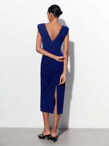 Maija Women's Simple Elegant Sleeveless Midi Dress, Blue, Suitable For Spring/Summer, Holiday, Party, Wedding Guest Christmas Clothes Formal Dresses For Wedding Guest Modest Dresses Party Dress Elegant Dresses For Party