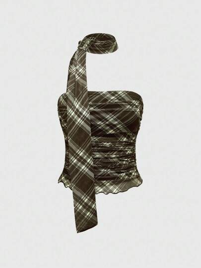 J-Fashion Top fasciante a quadri alla moda, estivo per donna