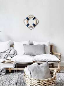 1件地中海风格装饰工艺品，泡沫材质，可壁挂，可作救生圈（红色、蓝色、多种尺寸可选），生日毕业最佳礼物。 - 白藍 - 查看 3